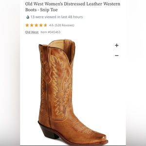 Old West Real Leather Cowgirl Boots Size 9 Brown